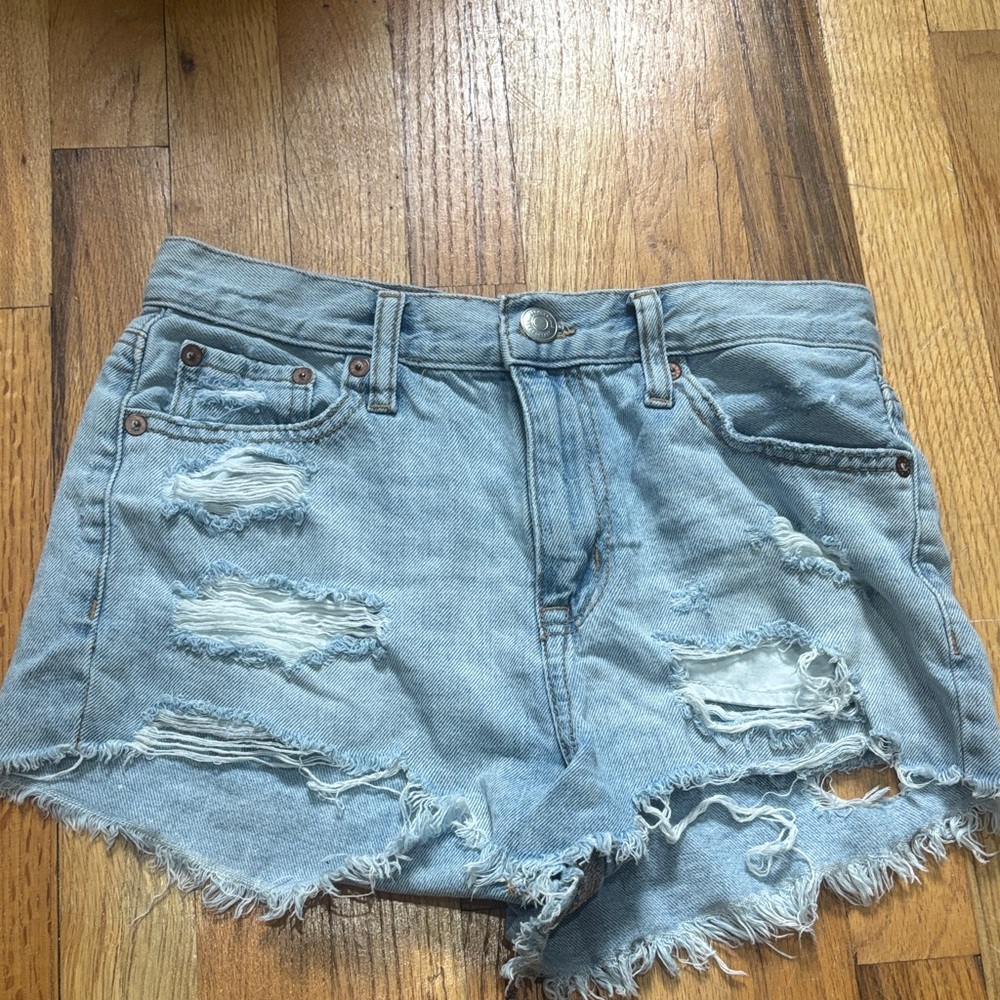 Aeropostale Light Blue Distressed Jean Shorts